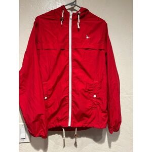Jack Wills Red Hooded Windbreaker Jacket Full Zip Pheasant Logo US 10 UK 14